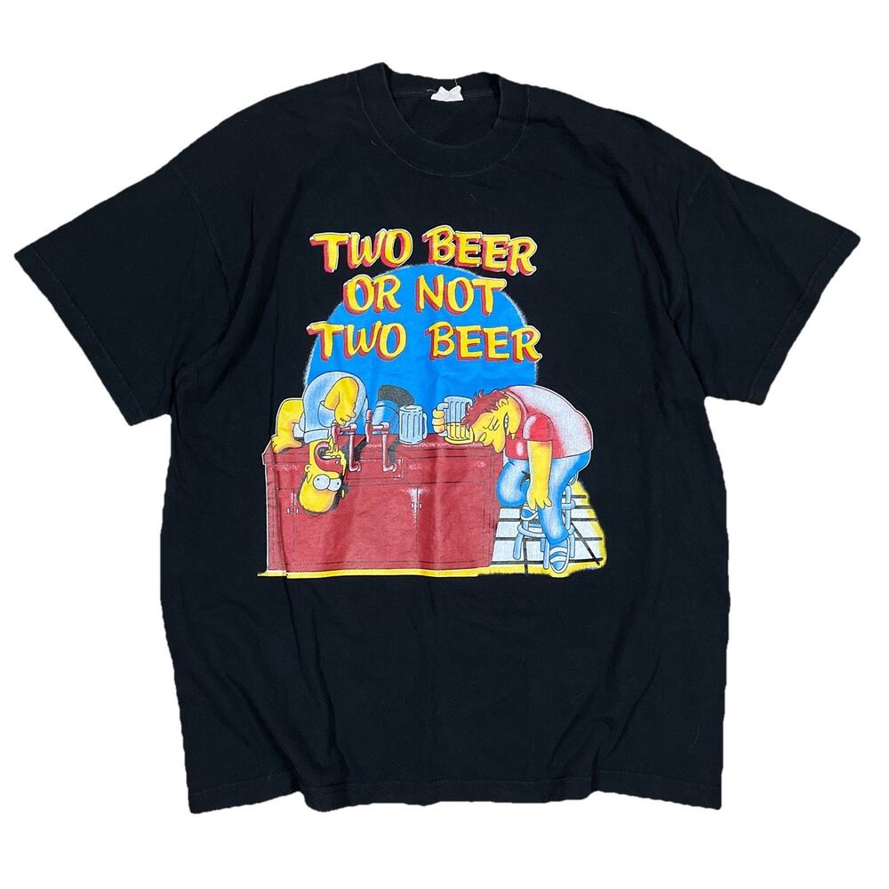 Vintage The Simpsons Two Beer Or Not Two Beer T Shirt Sz XL Black Odessa A’Zion